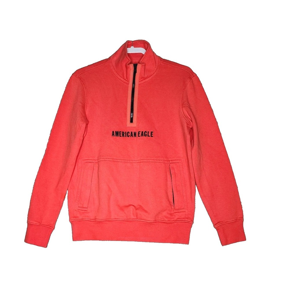 American Eagle Orange Half-Zip Pullover Sweatshirt Size Mens XS